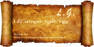 Lőwinger György névjegykártya